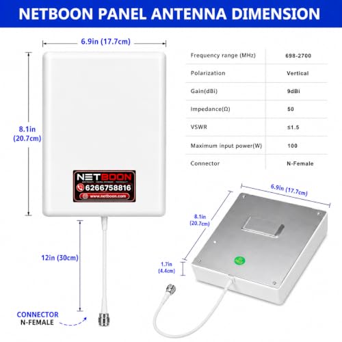 Image of 9 dBi Patch Panel Antenna | Wideband 698-2700 MHz | Indoor /Outdoor Directional Antenna | Made in India | Threaded RF Interface | Wall /Pole Mount