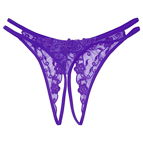 Men's Sissy Flower Embroidery Lace Panties Low Rise T-Back Briefs Hollow Out Underwear4