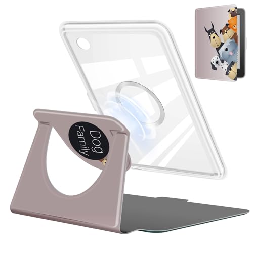 360 Degree Rotating Case for 6" Kobo Clara Colour 2024 Released, Detachable Magnetic Design Protective Adjustable Stand Cover Clear Back with Auto Sleep/Wake, Dogs Family