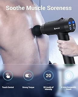 AERLANG Massage Gun, Massage Gun Deep Tissue, Percussion Handheld Muscle Massager for Muscle Pain Relief Fitness Recovery Body Shaping with 20 Speed Levels 6 Massage Heads, Gifts for Men
