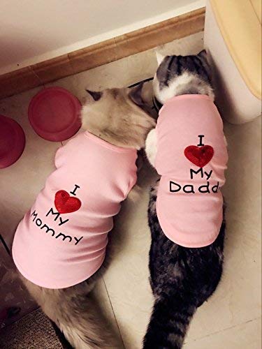 Small Dog Clothes Small Puppy Dogs Shirt I Love My Mom Mommy Dad Daddy Dog T Shirts for Small Dogs - Image 4