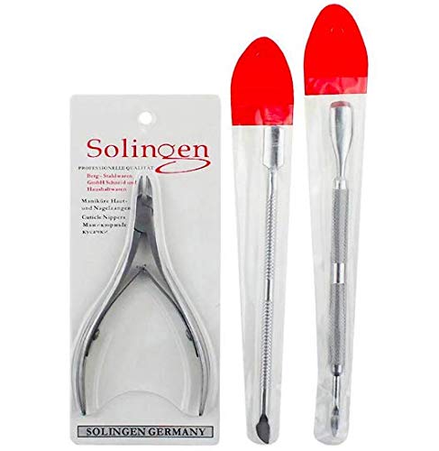 Cuticle & Nail Care Set 3pcs - Stainless Steel Cuticle Nippers, Cuticle Pusher And Scraper To Remove Gel Nail - Nail Art Remover Tool, Manicure Tools (Silver)
