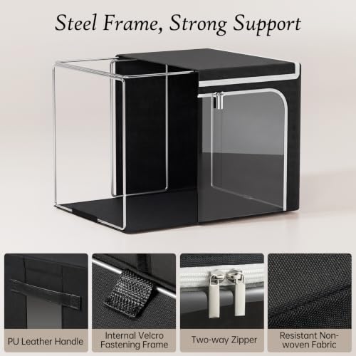 Image of Yecaye Large Clothes Storage Bins with Metal Frame, 66L, 3 Pack, Black