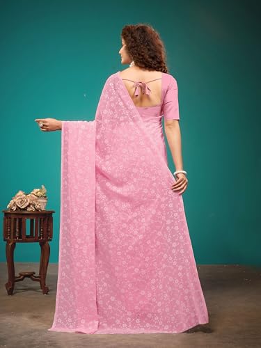 Image of Garden Vareli Viscose Brasso Floral Print Saree