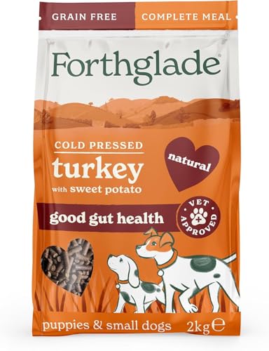 Forthglade Dry Dog Food, Cold Pressed (2kg), Hypoallergenic and Grain Free Meals with Turkey & Vegetables, Natural Puppy and Small Dog Food, Vet Approved For Good Gut Health