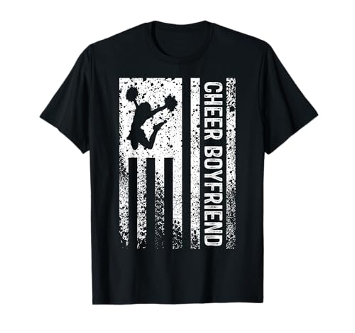Cheer Boyfriend Vintage American Flag BF Cheerleader Squad T-Shirt