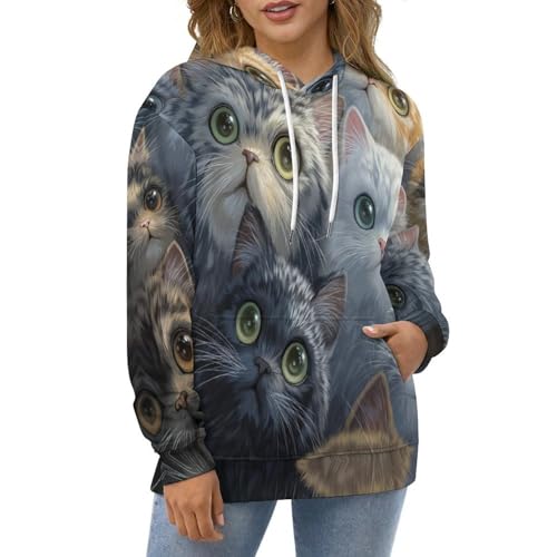 Sweat à capuche imprimé chat 3D pour éviter les pulls ternes et sans forme