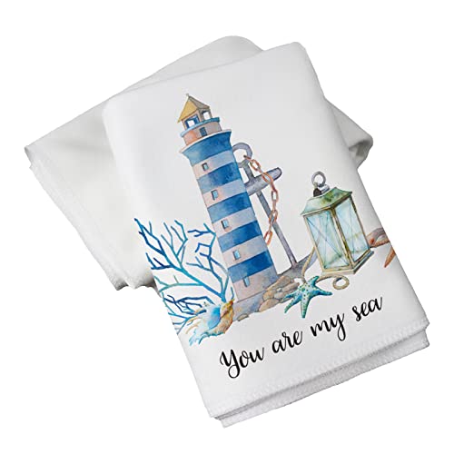 Topcarpenter Lighthouse Decor Hand Towels For Bathroom Set Of 2, Soft Decorative Fingertip Towels For Bathroom Kitchen, Coastal Decor For Home, Housewarming Gifts For New Home, Lighthouse Gifts #TOP2