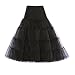 GRACE KARIN Black Bridal Calf Length Petticoat Crinoline Hoopless Underskirt(M,Black)