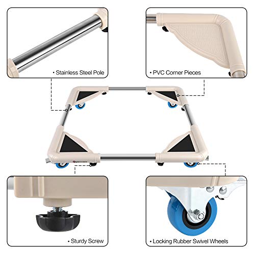 SPACECARE Mobile Roller with 4 Locking Wheels - Adjustable Furniture Dolly Washing Machine Stand Refrigerator Base Moving Cart