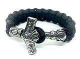 Thor's Hammer Armband | Wikinger Armband mit Mjolnir-Verschluss in Silber, Gold, Bronze oder Kupfer | Rocker-, Biker-, Wikinger-Schmuck | Handarbeit | Viking Jewelry | Stainless Steel (19, Gold)