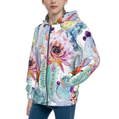 Cactus Kid Hoodies Boys Zip Up Sweatshirts Girls Pullover with Pocket