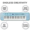 RockJam 49 Key Keyboard Piano, Portable Electronic Music Keyboard with Speakers, USB-C Power or Battery Operation, Headphone Input, 200 Tones, 200 Rhythms, Note Stickers & Lessons