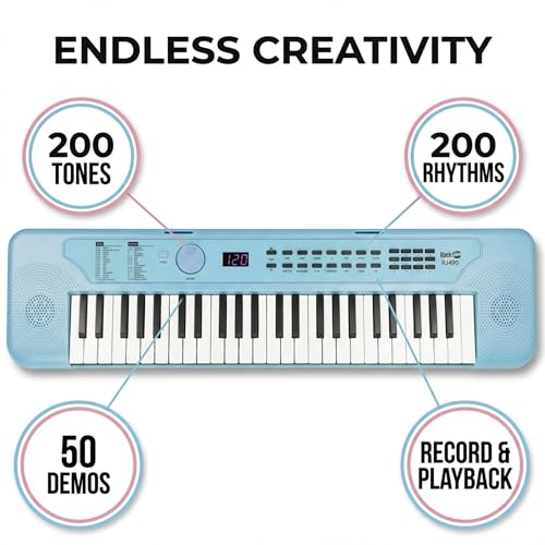 Miniatura 4 de Teclado Usb Rockjam De 49 Teclas Con Lecciones Y Pegatinas De Notas