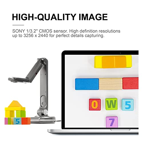 Escáner de documentos USB de 8MP con luz LED suplementaria y función LOC para libros y clases. 3