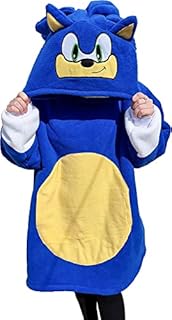 Sonic The Hedgehog Oversized Sherpa Wearable Blanket Sweatshirt Hoodie TV Blanket with Sleeves and Pockets for Girls Boys Teens One Size Fits All Blue