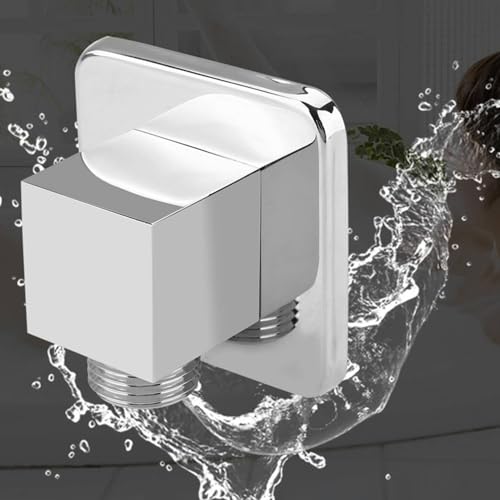 Tissting Valvola Ad Angolo per Doccia, Presa a Muro in Ottone Massiccio con Gomito Quadrato Cromato Lucido, Connessione G1/2 per Installazione Senza Stress, Ideale per Bagni Moderni e Docce