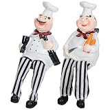 CRAFTHROU Figuras de Chef de Resina Ligera, Juego de 2 Piezas para de Escritorio y Cocina en Estilo Rural Ornamental
