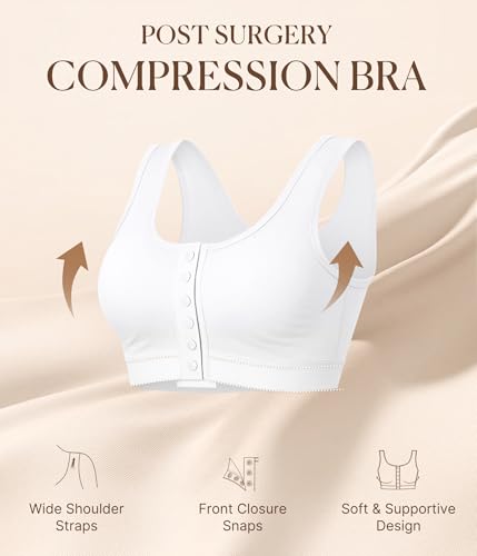 BRABIC Full Coverage Wireless Bras for Women No Underwire Compression Front Closure Comfort Post Surgery Bra3