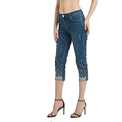 womens stretch jean capris
