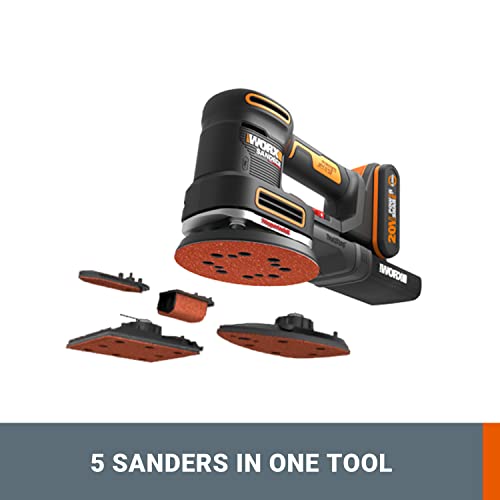 WORX WX820 Cordless Multi Sander, Power Share, 5in1 Orbital, Finishing, Detail, Contour and Finger Sander, Variable Speed, 5X Sanding Pads, 15x Sanding Paper, 1x 2Ah Battery Included, 18V (20V Max) 3 WORX WX820 Cordless Multi Sander, Power Share, 5in1 Orbital, Finishing, Detail, Contour and Finger Sander, Variable Speed, 5X Sanding Pads, 15x Sanding Paper, 1x 2Ah Battery Included, 18V (20V Max) - Image 3