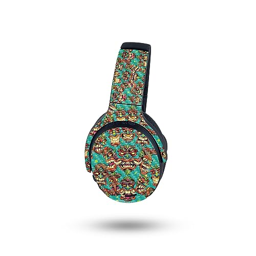 Image of MightySkins Carbon Fiber Skin Compatible with Skullcandy Crusher ANC 2 - Crazy Tikis | Protective, Durable Textured Carbon Fiber Finish | Easy to Apply