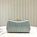 Selfrit Women's Luxury Fashion Mint Green Evening Clutch Handbag with Crystal Embellishment & Gold Chain, for Wedding, Party, Prom