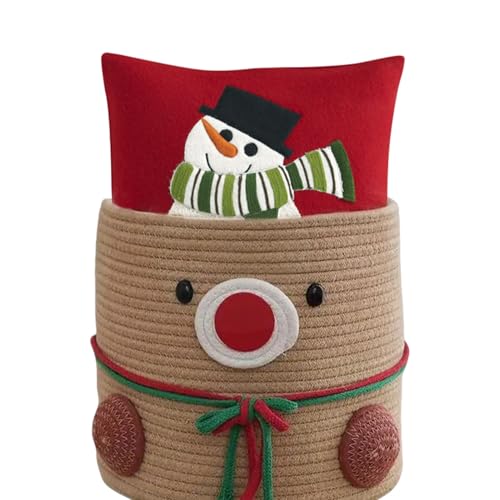 Nuyhadds Cesta de cuerda de algodón, decoración navideña y almacenamiento de juguetes, cesta de almacenamiento trenzada de 30 x 27 cm, para pasillo, cocina, baño, habitación infantil
