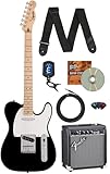 Fender Squier Sonic Telecaster - Black Bundle with Amp, Tuner, Strap, Cable, Picks, and Austin Bazaar Guitar DVD