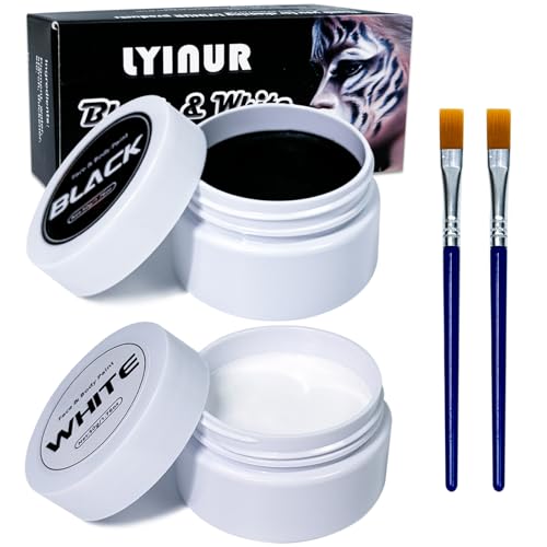 LYINUR Halloween Face Paint, Black and White Face Paint Make Up, Halloween Cosplay SFX Makeup, 50 g White and 50 g Black Body Painting Halloween Special Effects Makeup Fancy Dress Kit