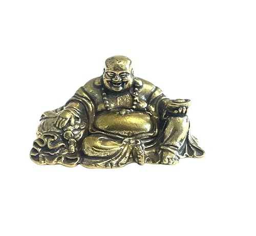 WOO MANTO Lachender Buddha Statue aus Messing, 4 x 2,6 x 2,2 cm,...