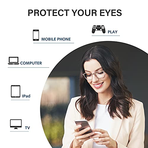 Image of Cyxus Blue Light Blocking Glasses for Men Women, Square TR90 Metal Hybrid Computer Eyewear, Lightweight Anti Eye Strain Glare Filter Glasses for Office, Gaming, Work,Study Clear