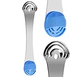 Tongue Scraper for Adults, 3-Layer Stainless Steel Tongue Scraper Metal Tongue Cleaner Tongue Scrubber, Reduce Bad Breath, with Soft Silicone Tongue Brush