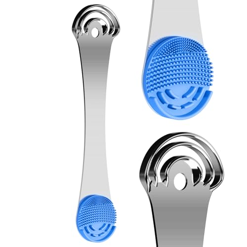 Raspador de Lengua 3 Capas + Cepillo Lingual Suave, Limpiador de Lengua Acero Inoxidable, Limpieza Bucal Contra Mal Aliento, Rascador lingual, Reutilizable y Fácil de Limpiar