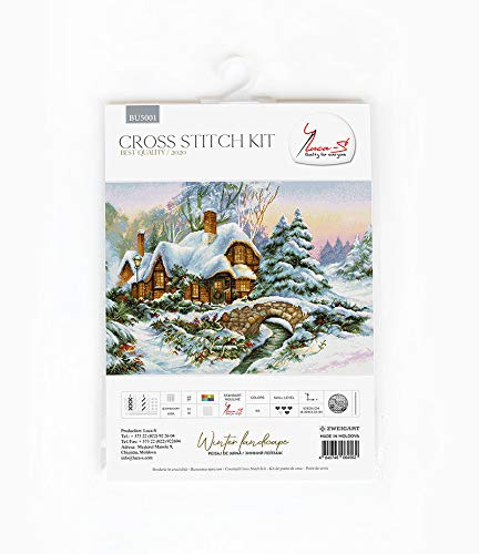 Cross Stitch Kit Winter Landscape Luca-S Bu5001 Counted Cross Stitch Kits Snowy Christmas Cottage Needlepoint Embroidery Home Wall Dekor Diy Kit #TOP1