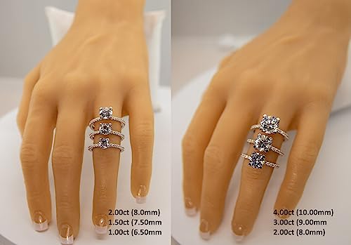 Nana Jewels Sterling Silver 6.5Mm (1Ct) Round Cut Zirconia Solitaire Engagement Ring-Platinum Plated-Size 5.5 #TOP2