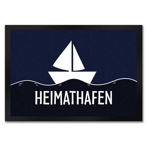 trendaffe Heimathafen Fußmatte mit Schiff und Meeresmotiv