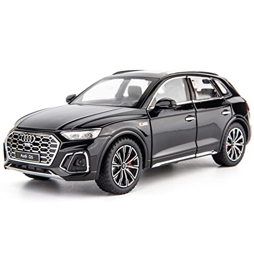 TGRCM-CZ Compatibile con auto in scala 1/24 Audi Q5 SUV, in lega di zinco, con suono e luce, regalo per bambini, ragazzi e ragazze (nero)