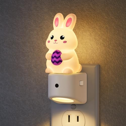 Image of DORESshop LED Night Light for Kids, Bunny Night Lights Plug into Wall, 8 Colors+ Soft White 3000K Nightlight, Dusk to Dawn Sensor, Nightlights for Kids Room, Bedroom, Birthday Gift