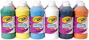 Crayola Artista II Washable Liquid Tempera Paint, Set of 12, 16oz , Assorted Colors (54-8216)