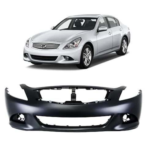 telfair Front Bumper Cover Primed with Fog Light Holes for 2010-2015 in-fini-ti G25 G37 Q40 Sedan Replacement IN1000246 Cover