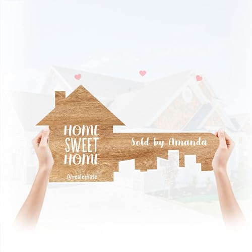 Giant Realtor Key Prop Custom Photo Props Real Estate Sold Sign Marketing Supplies Keys Signs Real Estate Listing Realtor Closing Gifts Real Estate Agent Supplies - Bright Wood Size S