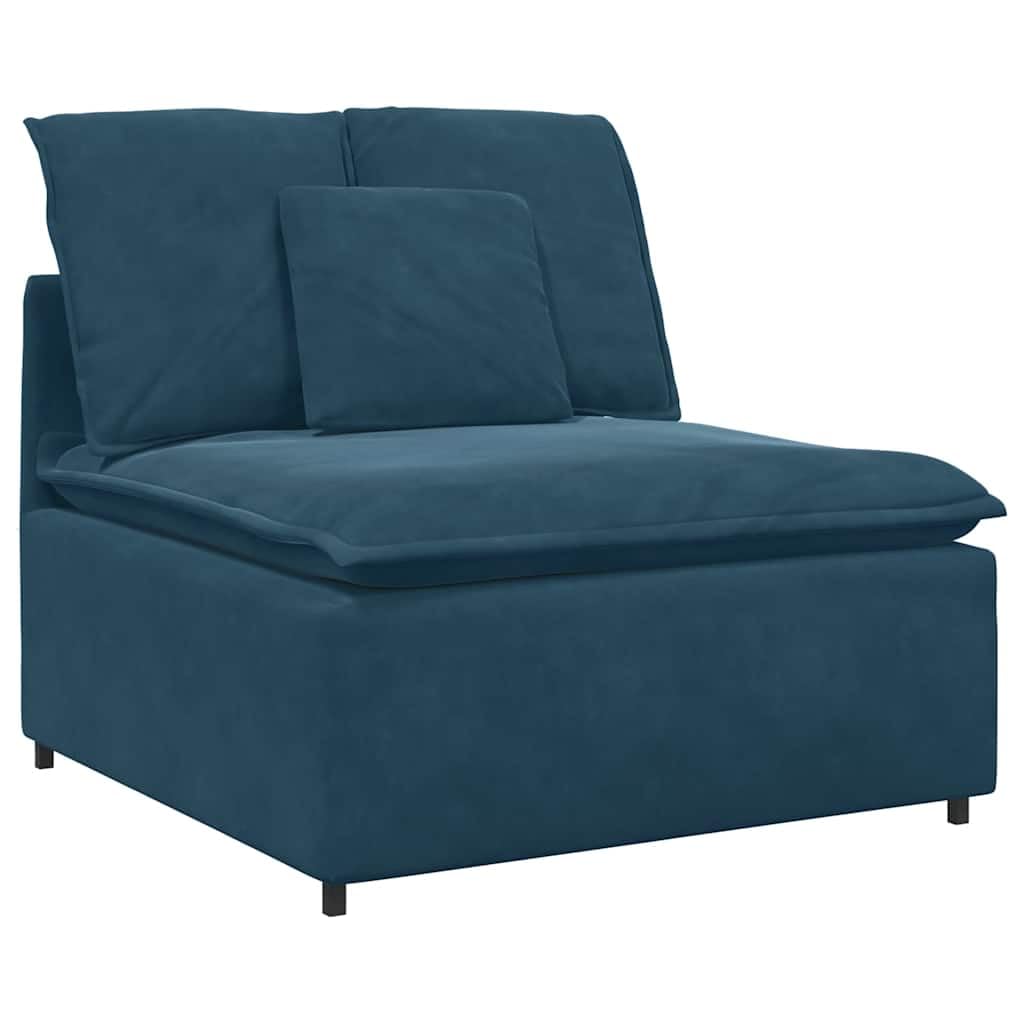 Sofá modular con reposapiés y cojín, marco de metal de terciopelo azul, 324 x 205 x 64 cm, 4 piezas, sofá de 4 piezas con esquina acolchada y elemento de asiento para salón, salón, cine en