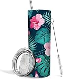 Floral Tumbler with Lid and Straw, Floral Travel Mug, Floral Mugs for Women, Cute Tumblers for Women