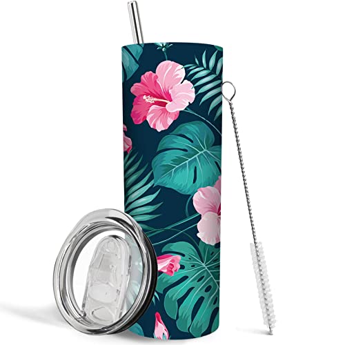 Floral Tumbler With Lid And Straw, Floral Travel Mug, Floral Mugs For Women, Cute Tumblers For Women, Flower Water Bottle, Rose Tumbler, 20Oz Insulated Flower Tumbler #TOP2