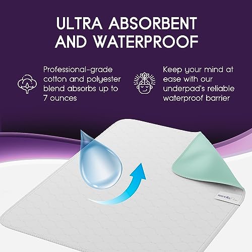 Incontinence Bed Pads - Reusable Waterproof Underpad Chair, Sofa and Mattress Protectors - Highly Absorbent, Machine Washable - for Children, Pets and Seniors (34x52 (Pack of 2), Green)