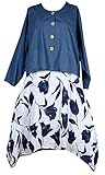  Italy Donna Damen Sommer Lagenlook Jacke Bolero Blazer 42 44 46 48 50 52 54 56 M L XL XXL 3XL 3D zum Kleid Urlaub Strand Blau (50)
