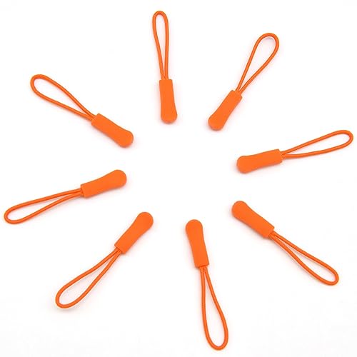 Ruidee 50 Pieces Zipper Pulls Zipper Tabs Zipper Pull Cord Extender Replacement Zipper Pulls for Backpacks, Jackets, Luggage, Purses, Handbags(Orange)