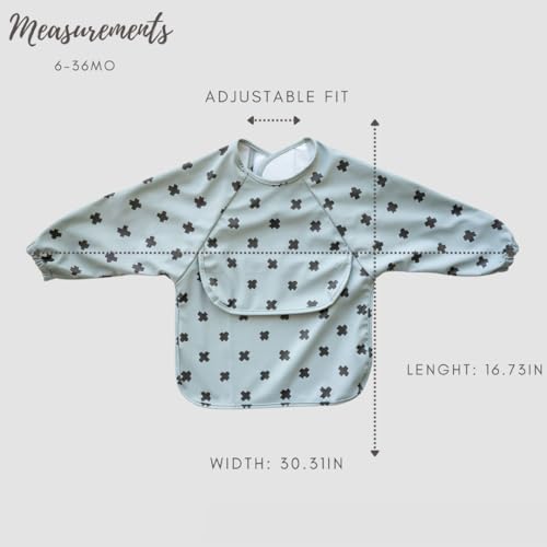 Zoe & Co Baby Bibs for Eating w/Pocket | Premium Soft Waterproof Bibs | Cute Toddler Bibs 6-36mo | Hang Dry Long Sleeve Bib3