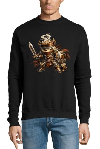 Image of Steaming Warrior in Fierce Battle Pose Cotton Sweater Sweatshirt Pullover Jumper Black X-Small
